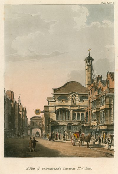 A view of St Dunstans Church, Fleet Street, London by English School