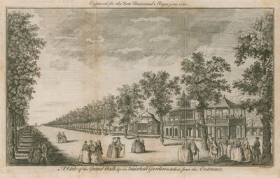 A view of the Grand Walk in Vauxhall Gardens, London, taken from the entrance by English School