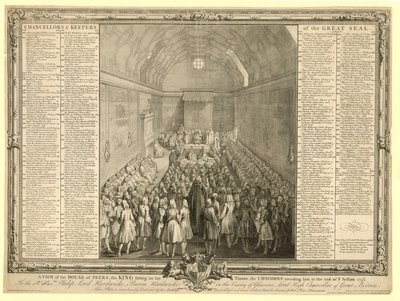 A View of the House of Peers, the King Sitting on His Throne, the Commons Attending Him at the End of the Session 1741 by English School