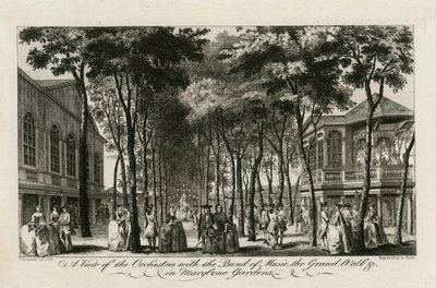 A View of the Orchestra with the Band of Music, the Grand Walk etc. in Marylebone Gardens by English School