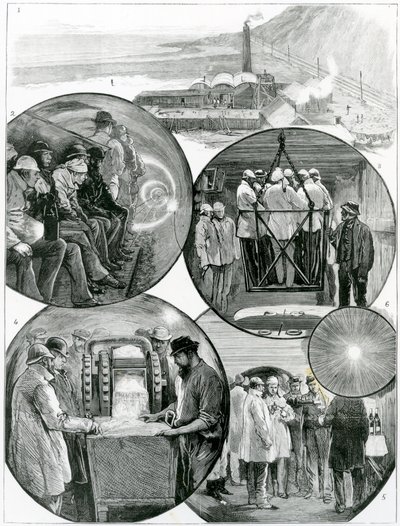A Visit to the Channel Tunnel, Illustration from The Graphic 4th March, 1882 by English School