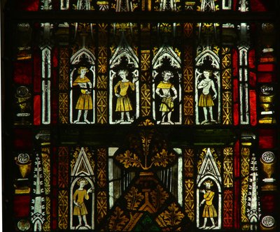 A window in the Lady Chapel depicting canopy figures by English School
