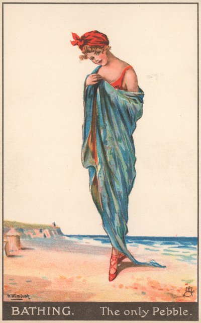 A Young Woman Draped in a Towel on a Beach by English School
