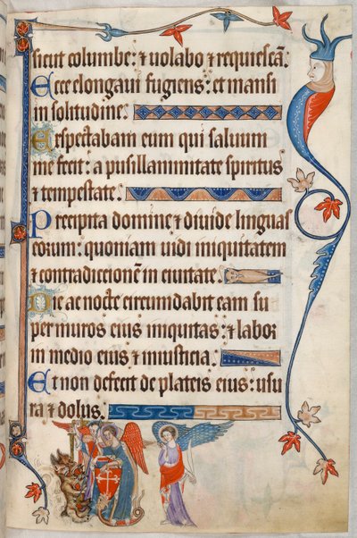 Psalm 54, Archangels fighting the devil, from 