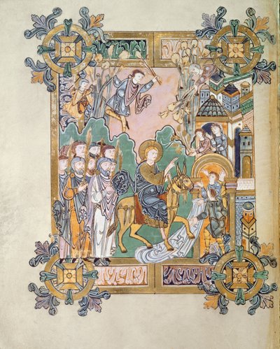 Entry into Jerusalem, from the Benedictional of St. Aethelwold, Winchester, c.980 by English School