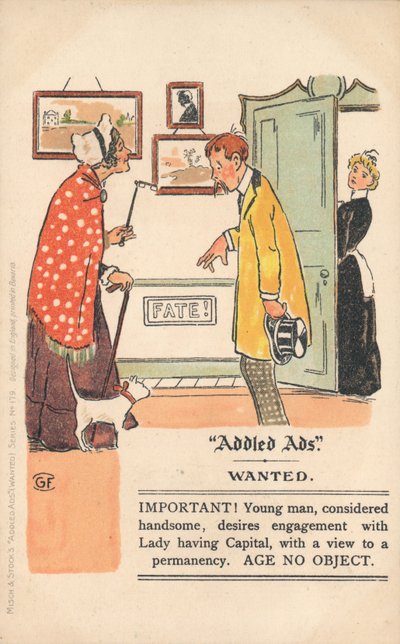 Addled Ads Postcard by English School