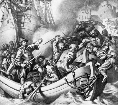 Admiral Blake before Tunis by English School