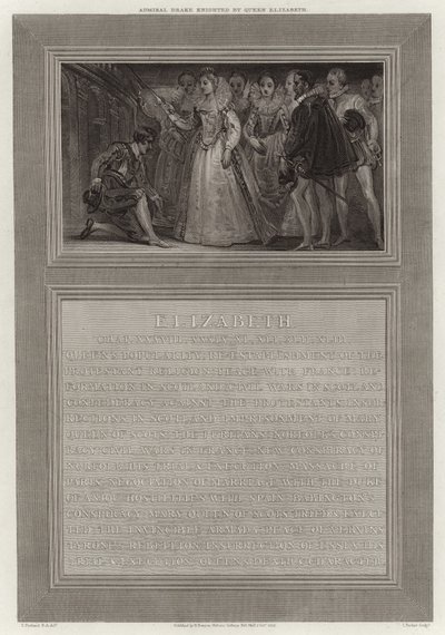 Admiral Drake knighted by Queen Elizabeth by English School