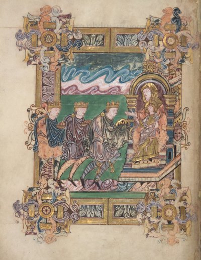 Adoration of the Magi, from the Benedictional of St Aethelwold, 971-984 by English School