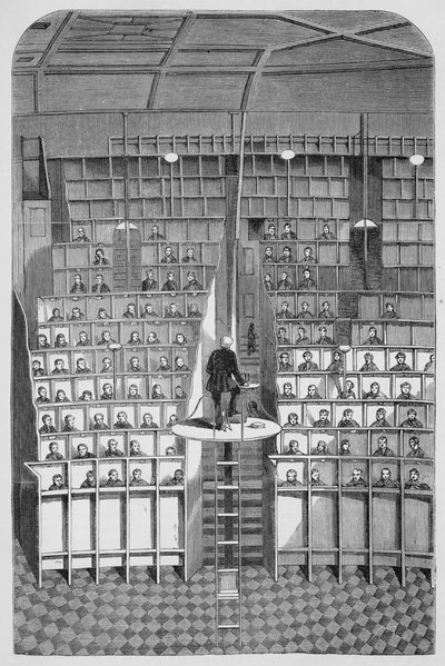 Adult School in the Chapel, on the Separate System, at the Surrey House of Correction, Wandsworth, from The Criminal Prisons of London and Scenes of Prison Life by Henry Mayhew and John Binny by English School