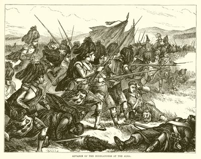 Advance of the Highlanders at the Alma by English School