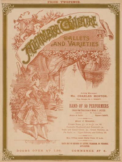 Advert for Alhambra Theatre, Leicester Square, London by English School