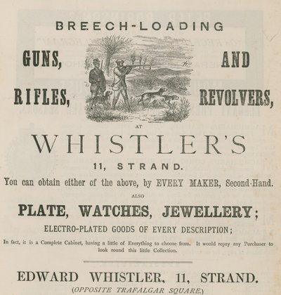 Advert for Edward Whistler, 11 Strand, London by English School