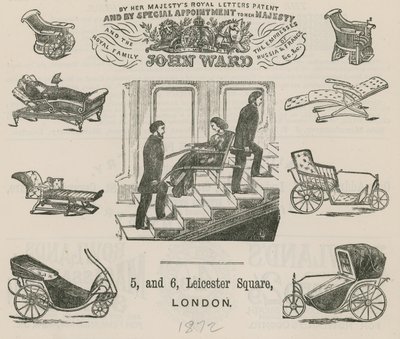 Advert for John Ward, Manufacturer of Invalid Carriages by English School
