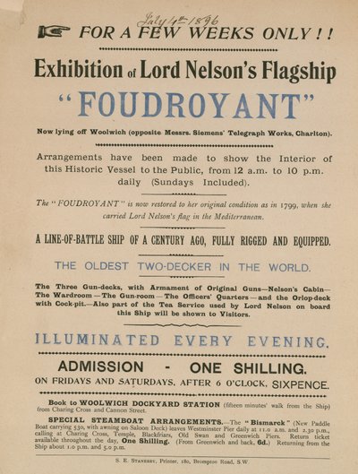Advert for an Exhibition of Lord Nelson