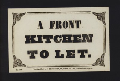 Advertisement: A Front Kitchen to Let by English School