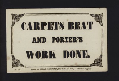 Advertisement: Carpets Beat and Porters Work Done by English School