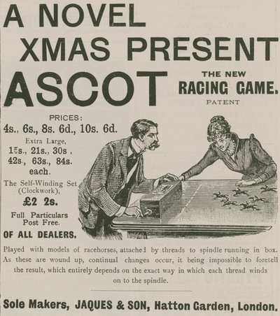 Advertisement for Ascot - The New Racing Game by English School