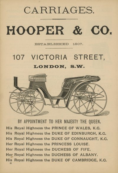 Advertisement for Hooper & Co Carriages by English School