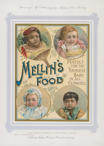 Advertisement for Mellins Food for babies in all climates by English School