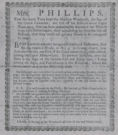 Advertisement for Mrs Phillips by English School