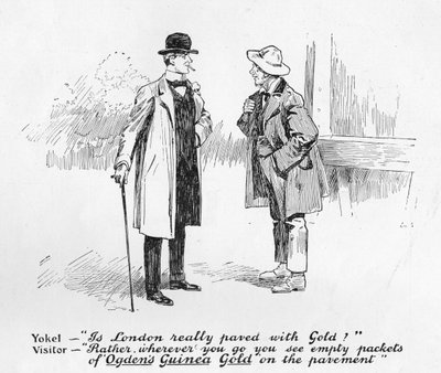 Advertisement for Ogdens Guinea Gold Cigarettes, from The Graphic, July 19th 1902 by English School
