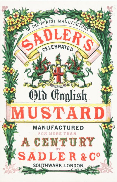 Advertisement for Sadlers Old English Mustard by English School