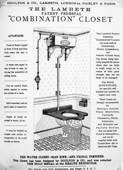 Advertisement for The Lambeth Patent Pedestal Combination Closet, c.1890 by English School