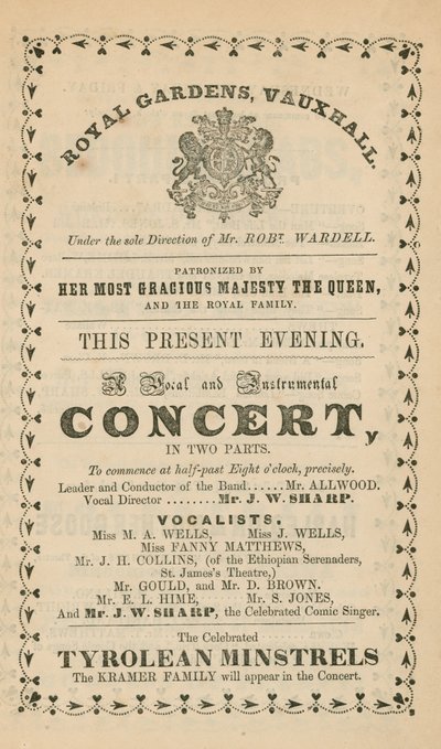 Advertisement for Vauxhall Gardens, London by English School