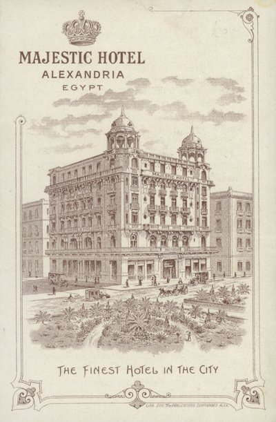 Advertisement for the Majestic Hotel, Alexandria, Egypt by English School