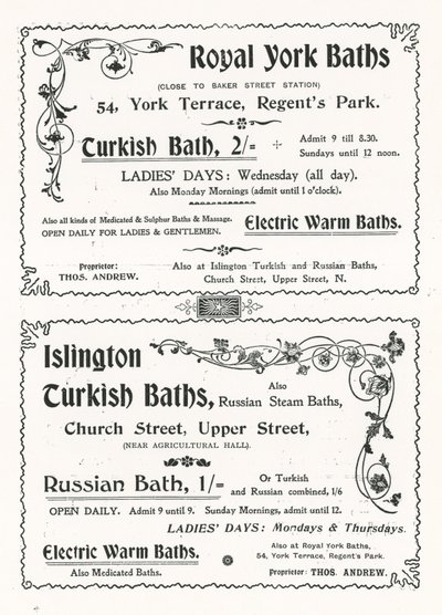 Advertisement for the Royal York Baths by English School