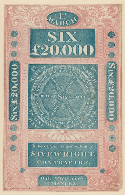 Advertisement for Last But Two Lottery in England by English School
