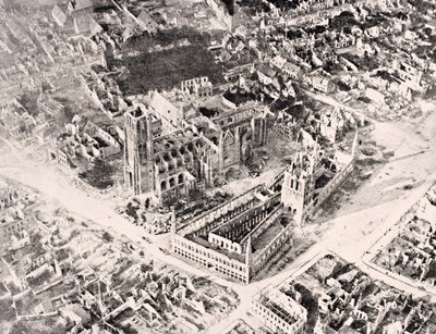 Aerial View of Ypres in 1915 after First and Second Battles of Ypres, from 
