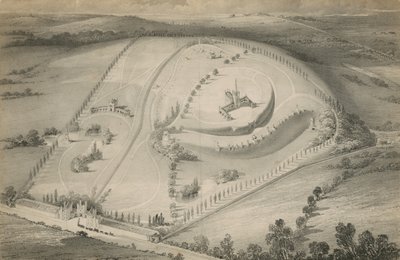 Aerial View of an Unknown Cemetery by English School