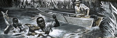 Africans Rescuing Animals by English School