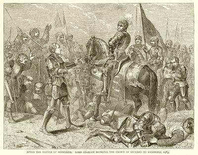 After the Battle of Bosworth. Lord Stanley bringing the Crown of Richard to Richmond, 1483 by English School