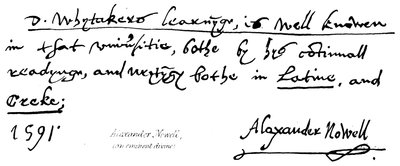 Alexander Nowell, an eminent divine by English School