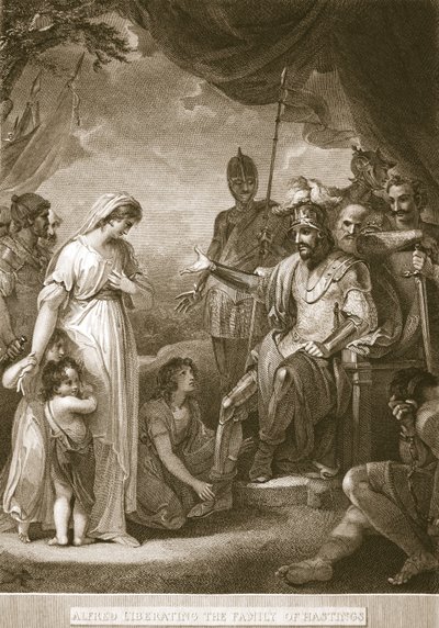 Alfred Liberating the Family of Hastings, Illustration from David Hume