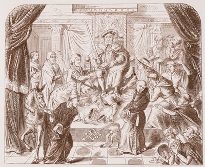 Allegorical Picture of Henry VIII Trampling on Pope Clement, from an Old Print in the British Museum by English School