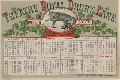 Almanack of 1869, Issued by the Theatre Royal Drury Lane by English School