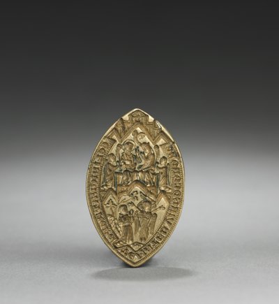 Almond-Shaped Seal: Coronation of the Virgin with a Kneeling Monk by English School
