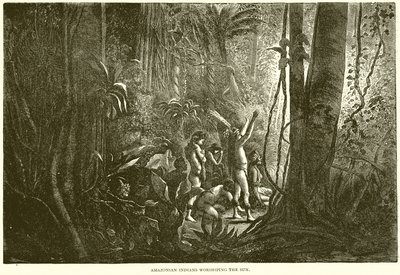 Amazonian Indians Worshiping the Sun by English School