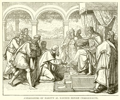 Ambassadors of Harun al-Rashid Before Charlemagne by English School