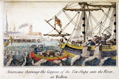 Americans Throwing the Cargoes of the Tea Ships into the River at Boston by English School