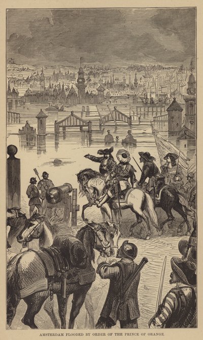 Amsterdam Flooded by Order of the Prince of Orange by English School