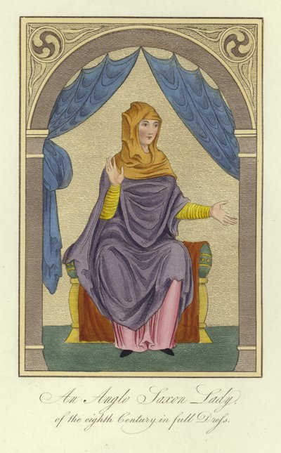 An Anglo-Saxon Lady of the 8th Century in Full Dress by English School