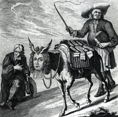An Ass Loaded with Church Preferments by English School