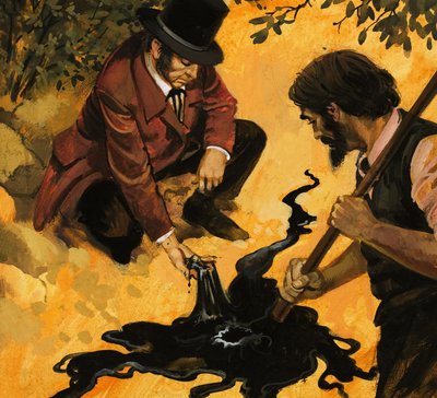 An Edwardian Gentleman Discovering Oil by English School