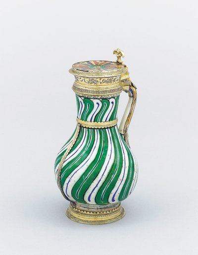 An Elizabeth I silver-gilt mounted Iznik jug, 1586 by English School