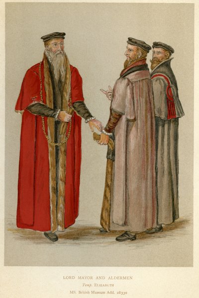 An Elizabethan Lord Mayor and Aldermen, illustration from 